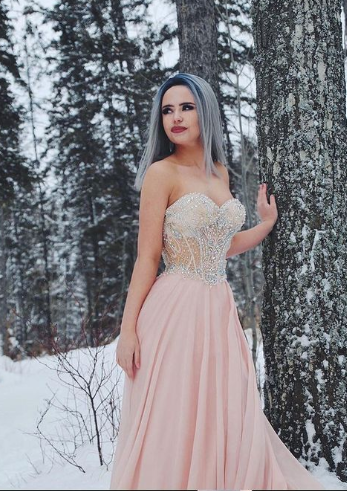 Sweetheart Prom Dresses,Beaded Prom Dress,Pink Prom Dresses,Long Prom Dress,Chiffon Prom Dress cg1340