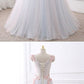 White tulle V neck long flower sweet 16 prom dress cg1342