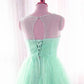Mint Green Tulle Round Beaded Tulle Party Dress, Short Homecoming Dress   cg13443