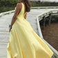 Elegant Princess V Neck Yellow Long Prom Dress Pegant Gown   cg13470