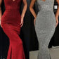 Sparkly Black Sequin Spaghetti Straps Mermaid Backless Prom Dresses cg1349