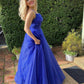 Blue tulle sequins long prom dress evening dress   cg13561