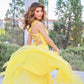 Yellow chiffon long prom dress yellow chiffon evening dress   cg13566