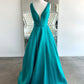 SIMPLE V NECK SATIN LONG PROM DRESS EVENING DRESS   cg13568
