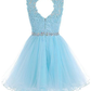 Lovely Tulle Short Homecoming Dress With Beadings,Lace Applique Formal Dress   cg13603