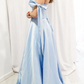 Blue satin long prom dress blue evening dress   cg13662