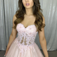 Pink lace long prom dress sweet evening dress   cg13701