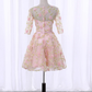 Cute Flowers Short Tulle Pink Party Dress, 3D Flowers Short Homecoming Dress   cg13702