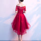 Chic Wine Red Round Party Dress 2021, High Low Tulle Prom Dress  cg13724