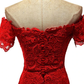 Red Lace Mermaid Long Wedding Party Dress, Off Shoulder Lace Bridesmaid prom Dress   cg13783