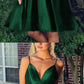 A-line V-neck Satin Short Homecoming Dresses Wine Red cg1389
