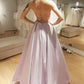 SIMPLE LIGHT PURPLE SATIN LONG PROM DRESS PURPLE FORMAL DRESS   cg13902