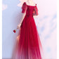 Charming Red Tulle Off Shoudler Gradient Party Dress, A-Line Prom Dress 2021   cg13925