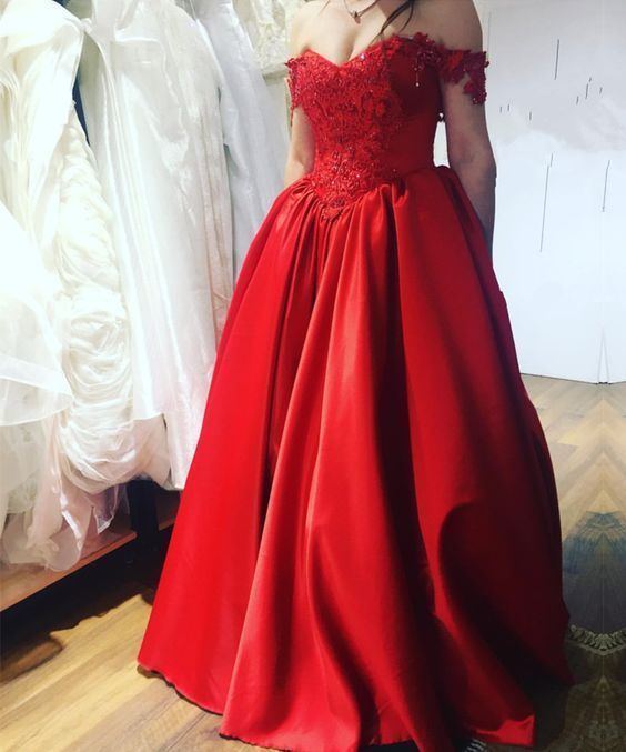 Off The Shoulder Long Red Prom Dress   cg13976