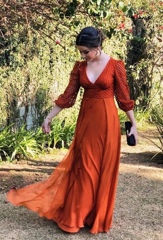 Deep V Neck Long Prom Dress ， Charming Prom Dress   cg13982