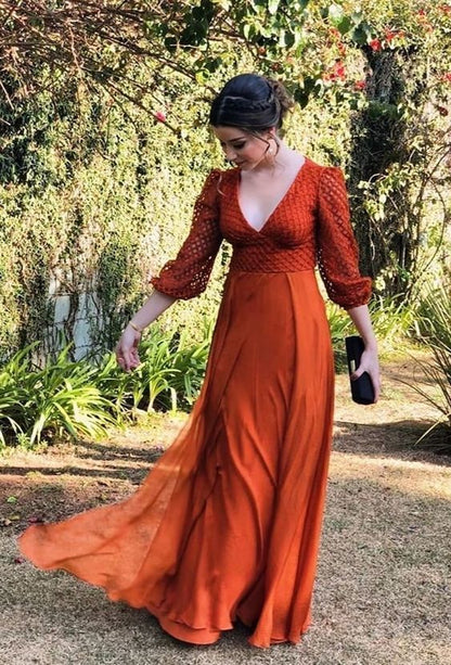 Deep V Neck Long Prom Dress ， Charming Prom Dress   cg13982