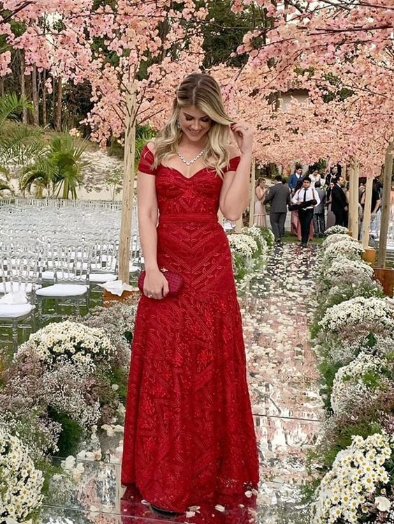 Off the shoulder floor length prom dress with lace    cg14012