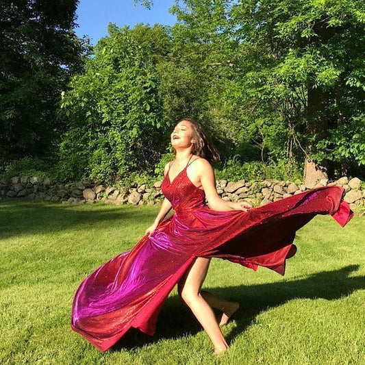 Sequin Prom Dress Red Straps Ball Gown   cg14060