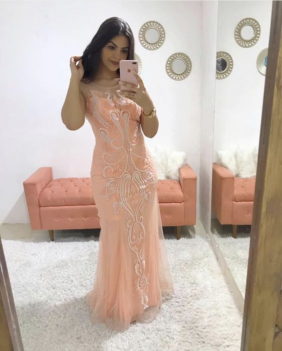 Mermaid Tulle Prom Dresses with appliques   cg14161