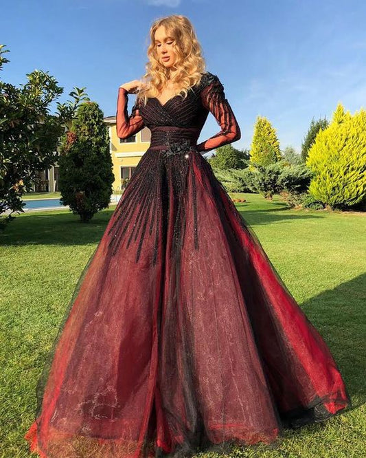 Long Sleeve Prom Dresses, Long Sleeve Evening Party Dresses   cg14288