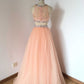 Beaded Two Piece Tulle Long Prom Dress cg14309