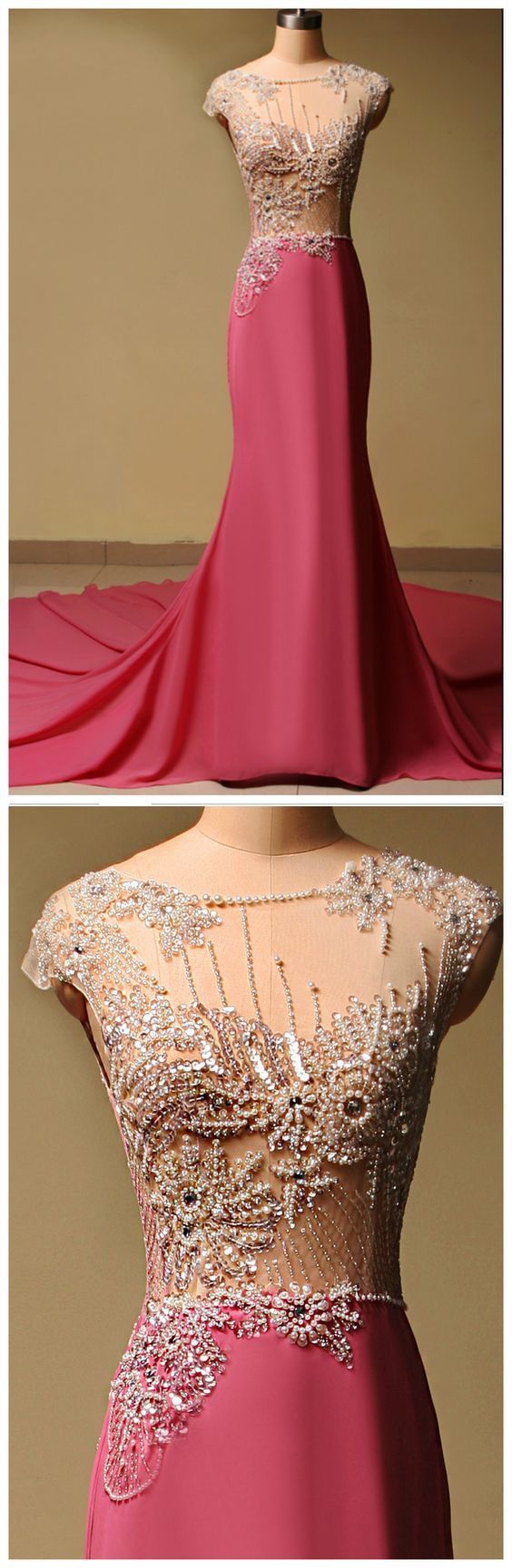 Mermaid Elegant Prom Dress With Train   cg14382