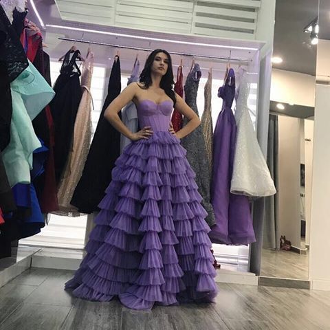 Sleeveless Prom Dress, Tiered Prom Dress, Princess Dress, Evening Dress   cg14396