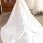 long prom dress Simple white v neck satin long wedding dress white bridal dress    cg14526