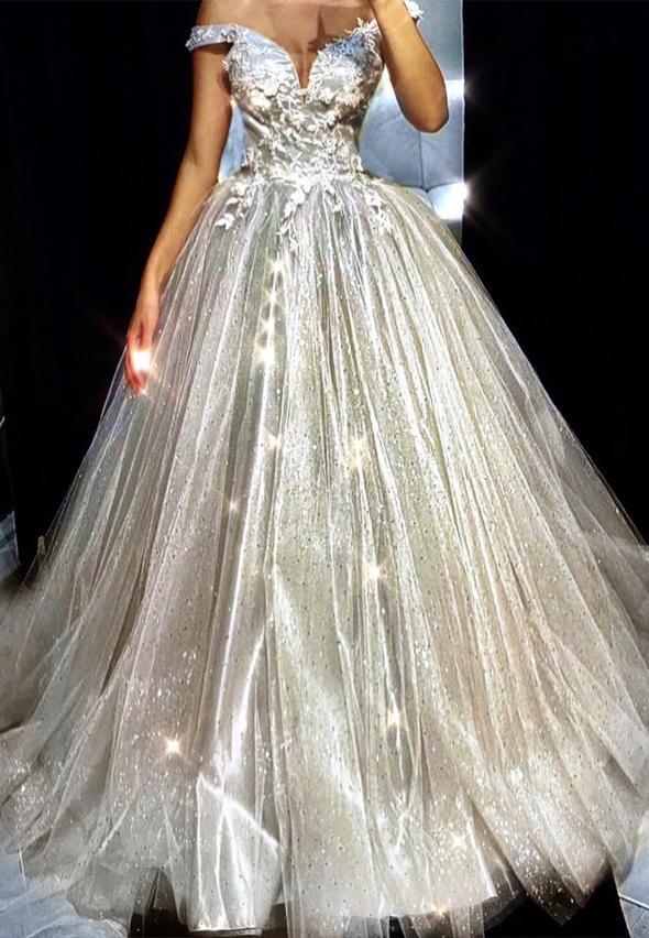 Shiny tulle lace long prom gown formal dress   cg14587