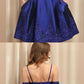 A Line Spaghetti Straps Royal Blue Homecoming Dress With Appliques cg1463