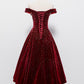 Beautiful Wine Red Tea Length Sweetheart Party Dress, Velvet Bridesmaid Dress Prom Dress   cg14714