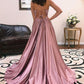Simple A Line Spaghetti Straps Prom Dresses Long Split Front   cg14842