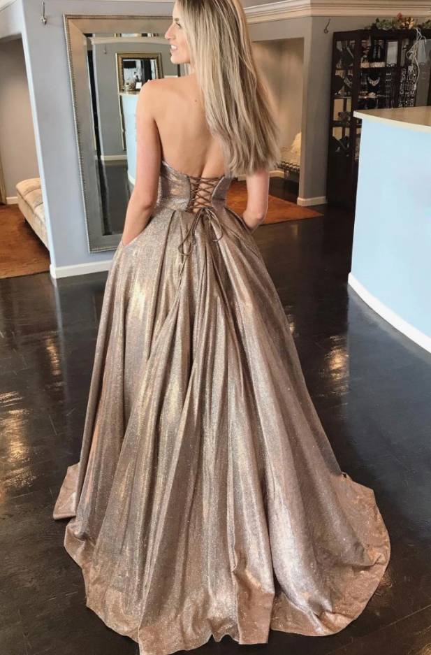 Champagne sequin long prom dress champagne evening dress   cg14870