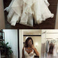 White v neck tulle long prom dress, white evening dress cg1491