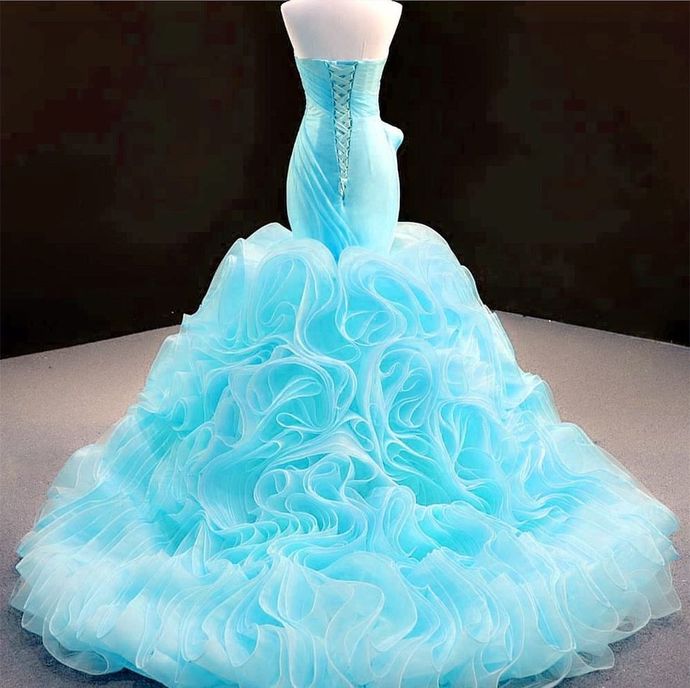 mermaid light sky blue long prom dress evening dress   cg14951