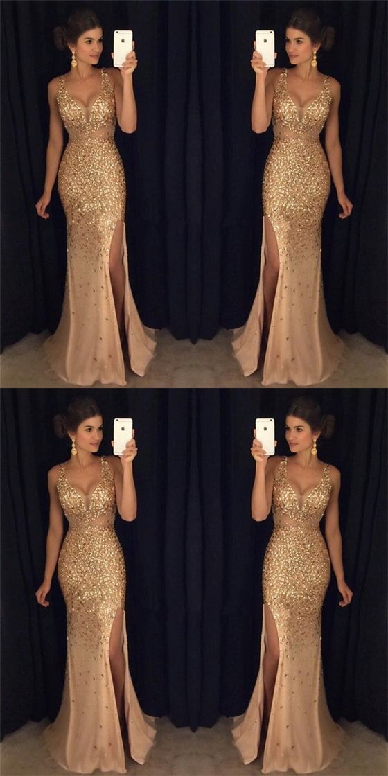 Most Popular Strap Rhinestone Long Mermaid Side Slit Gorgeous Sparkle Prom Dresses cg1499