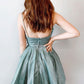 Green v neck short homecoming dress green cocktail dress      cg14997