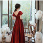 Fashionable Wine Red Satin A-Line Floor Length Junior Prom Dress, Long Evening Dress   cg15303