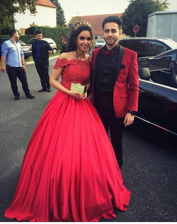 Off the shoulder long prom dress with lace top   cg15321