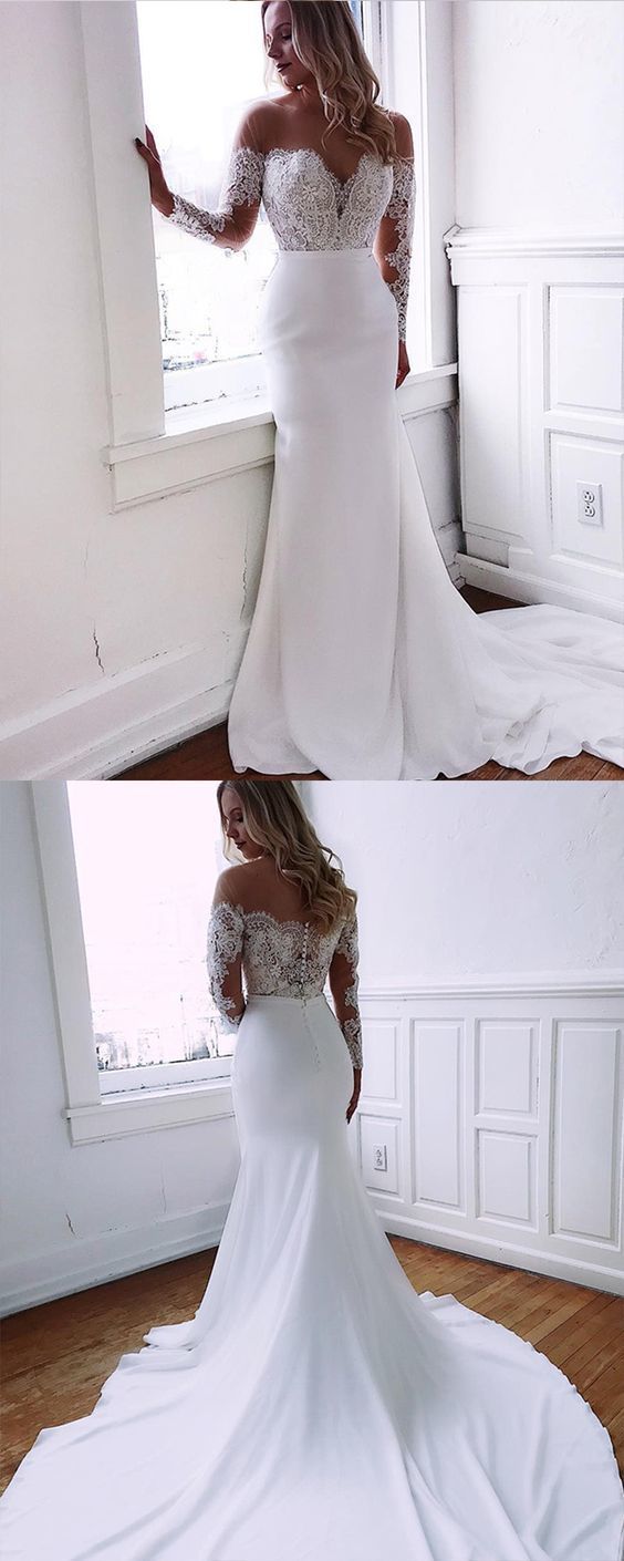 Sheer Neck Lace Applique Mermaid Chiffon Prom Dress    cg15370