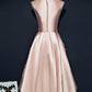 Pink Satin Knee Length Short Homecoming Dress   cg15417