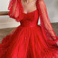 Red tulle short dress red tulle cocktail dress Homecoming Dress   cg15452