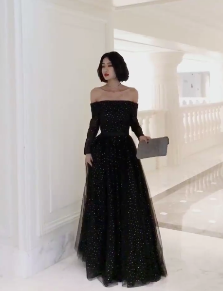 Bling Bling Black Dancing Prom Dresses 2021   cg15479