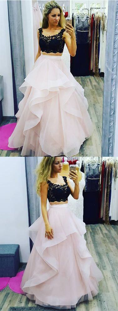 Two Piece Long Prom Dress, Sleeveless Prom Dress    cg15518