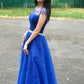 Blue round neck tulle long prom dress, evening dress cg1557
