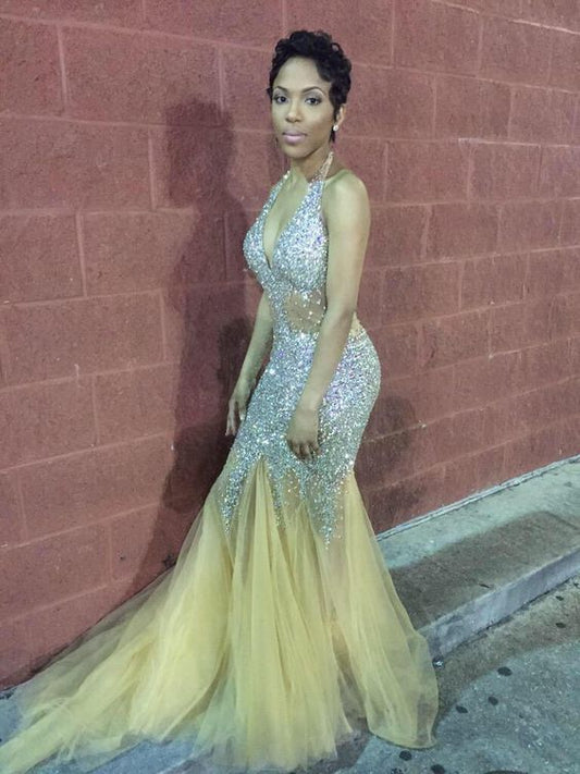 mermaid beaded long Prom Dress    cg15597