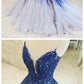 A-line Ombre Prom Dress With Applique Royal Blue Prom Dresses Long Evening Dress  cg1566