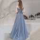 BLUE TULLE LONG PROM DRESS BLUE EVENING DRESS   cg15661