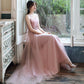 prom dress Beautiful Pink Tulle Straps Party Dress With Flower Lace Applique   cg15746