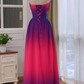 Pretty Gradient Sweetheart Beaded Long Party Dress, Pink And Purple Evening Dress    cg15815
